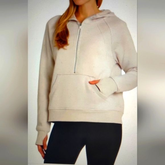 Danskin Womens Beige Half Zip Fleece Hoodie Cotton Blend NWT Size Medium - Picture 3 of 3
